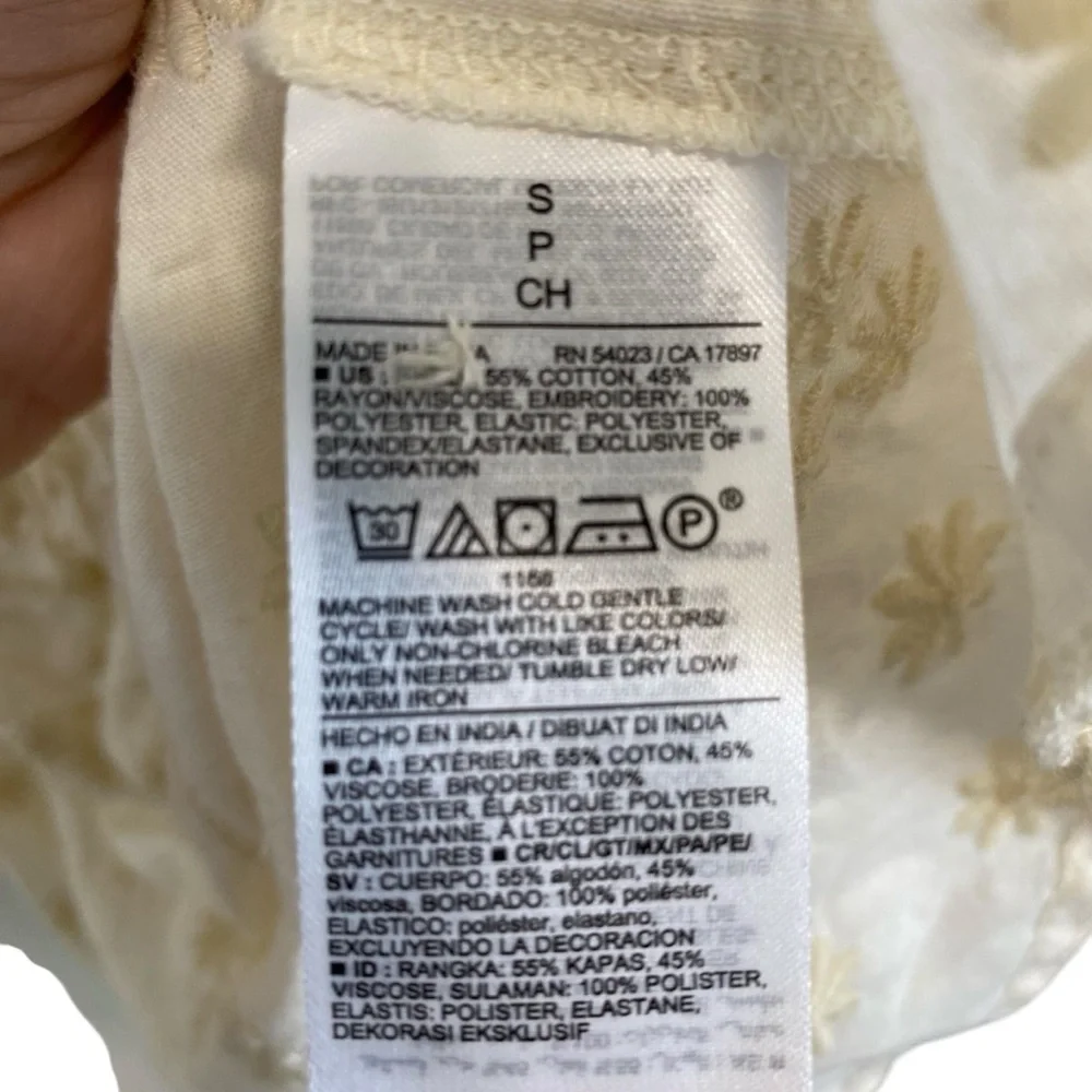 Old Navy - Cream Embroidered Boho Blouse New - S - Picture 6 of 6